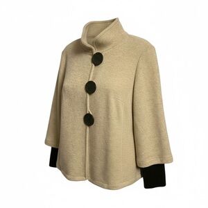 Joseph Ribkoff Sweater, warm honey oatmeal color, stretch,  button up, Sz 8